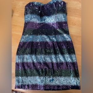 ABS By Allen Schwartz Sequined Bustier Corset Mini Dress